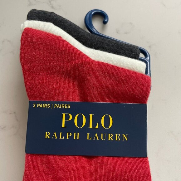 Polo Ralph Lauren 3 Pairs Poly Blend Crew Socks Assorted Sz OS NWT - Picture 4 of 6